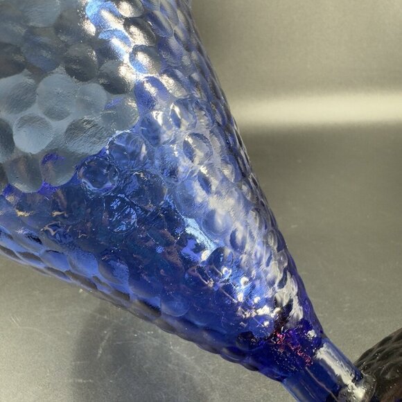 Vidrios De Levante Blown Cobalt Blue Parfait Glass Cups Goblets Set 2 Pebbled - Picture 6 of 13